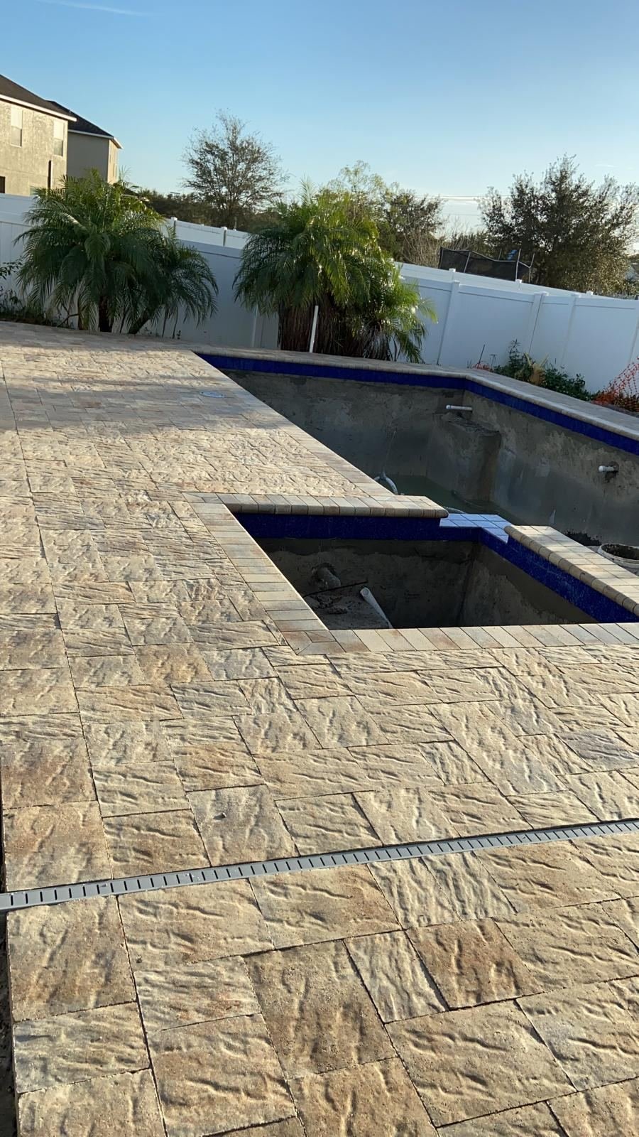 Pool deck paver installation after