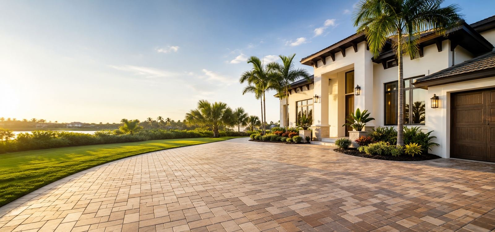 Finished paver patio and pool deck outdoor living space in Tampa