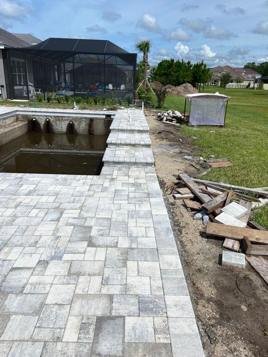 Pool deck paver repair